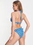 Фото #4 товара Peek & Beau Fuller Bust Exclusive upside down triangle bikini top in blue floral