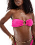 Aria Cove crinkle bandeau ring detail bikini top co-ord in pink