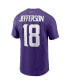 Men's Justin Jefferson Purple Minnesota Vikings Player Name and Number T-shirt