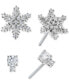 ფოტო #1 პროდუქტის Silver-Tone Crystal Snowflake &Stud Earrings Set