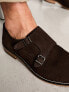 Фото #6 товара ASOS DESIGN monk shoes in brown suede with natural sole