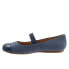 Softwalk Napa MJ S1760-421 Womens Blue Narrow Leather Mary Jane Flats Shoes