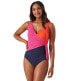 Фото #1 товара Tommy Bahama 293629 Color-Blocked Wrap-Front One Piece Swimsuit, Size 16