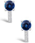 ფოტო #6 პროდუქტის Sapphire (2 Ct. t.w.) and Diamond (1/8 Ct. t.w.) Stud Earrings