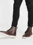 Фото #1 товара ASOS DESIGN lace up boot in brown leather with white wedge sole