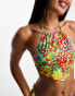 Фото #8 товара ONLY scarf halterneck bikini top in bright 70s floral