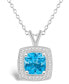 Фото #1 товара Macy's blue Topaz (1-3/4 ct. t.w.) and Diamond (1/7 ct. t.w.) Halo Pendant Necklace in Sterling Silver