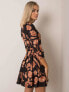 Фото #2 товара Женское классическое платье с рукавом 3/4 черное в цветочек Factory Price