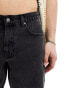 ASOS DESIGN slim regular length denim short in washed black