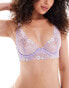 Hunkemoller Lillia embroidered lace plunge unpadded bra in lavender