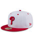 Фото #2 товара Men's White Philadelphia Phillies Throwback Mesh 59fifty Fitted Hat