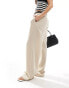 Stradivarius belted linen look trouser in natural