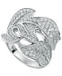Suzy Levian Sterling Silver Cubic Zirconia Pave Leaf Ring