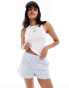 Stradivarius ribbed patch detail tank top in white