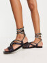 Фото #7 товара Free People leather wrap sandal in black and cream