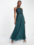 Maya all over sequin halterneck maxi dress in emerald green