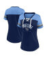 ფოტო #1 პროდუქტის Fanatics Branded Women's Navy/Light Blue Tennessee Titans Blitz Glam Lace-Up V-Neck Jersey T-Shirt