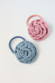 PACK OF TWO DENIM FLOWER SCRUNCHIES