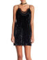 Фото #1 товара The Vanity Room 161291 Women's Lace Accent Velvet Slip Dress Black Sz. Small