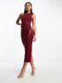 Фото #1 товара ASOS DESIGN asymmetric cut out mesh midi dress in red