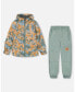 ფოტო #1 პროდუქტის Toddler Boys Two Piece Hooded Coat And Pant Mid-Season Set Beige Printed Camo Dinos