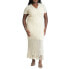 Фото #1 товара Plus Size Crochet Maxi Dress With Collar & Fringe