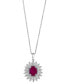 ფოტო #1 პროდუქტის EFFY® Ruby (1-7/8 ct. t.w.) & Diamond (1/10 ct. t.w.) Halo 18" Pendant Necklace in 14k White Gold