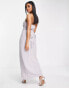 TFNC Bridesmaid bandeau wrap maxi dress with bow back in grey