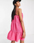 Lola May tiered cami mini smock dress in pink