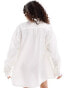 COLLUSION oversized linen beach shirt in white