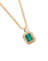 ASOS DESIGN necklace with square semi-precious malachite stone pendant in gold tone