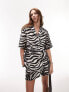 Фото #1 товара Topshop co-ord short sleeve zebra print shirt in monochrome