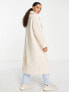 ASOS DESIGN Petite smart double breasted boucle wool mix coat in cream