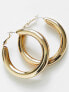 ASOS DESIGN 50mm hoop earrings in thick tube in gold tone