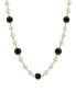 Фото #1 товара 2028 gold-Tone Imitation Pearl with Black Channels 16" Adjustable Necklace
