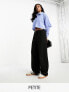 Фото #2 товара Miss Selfridge Petite tailored wide leg trouser in black - BLACK