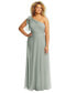 Фото #1 товара Plus Size Draped One-Shoulder Maxi Dress with Scarf Bow