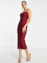 Фото #3 товара Rare London bandage bodycon midi dress in wine