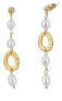 Luxury asymmetrical earrings with pearls