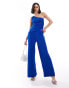 Mango textured straight leg co-ord trousers in bright blue