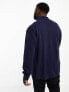 Polo Ralph Lauren Big & Tall multi icon logo half zip double knit sweatshirt in navy