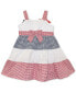 ფოტო #5 პროდუქტის Baby Girls Americana Tiered Seersucker Dress with Bows