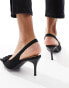 New look satin bow slingback heeled shoe in black