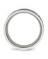Stainless Steel Blue Fiber Inlay Textured Edge 8mm Band Ring