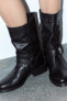 Leather biker ankle boots