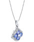ფოტო #2 პროდუქტის Tanzanite (1 ct. t.w.) & Diamond (1/5 ct. t.w.) Flower Halo 18" Pendant Necklace in 14k White Gold