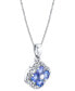 Tanzanite (1 ct. t.w.) & Diamond (1/5 ct. t.w.) Flower Halo 18" Pendant Necklace in 14k White Gold