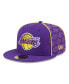 ფოტო #1 პროდუქტის Men's Purple Los Angeles Lakers Piped and Flocked 59Fifty Fitted Hat