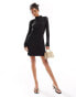 Фото #2 товара Vero Moda high neck plisse mini dress in black