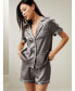 Women's 22 Momme Summer Short Silk Pajama Set Серый, Small - фото #7